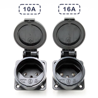 Prise de courant suisse à 3 broches noire 10A 230V IP55 T13 avec couvercle SN 441011 Standard Z135S