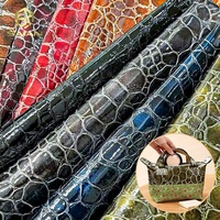 Bahan Kulit Sintetis PU Motif Batu Buaya Mengkilap Berkilau Tinggi untuk Sepatu Tas Dompet Aksesoris