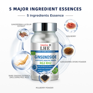 Complément d'extrait de ginsénosides Rg3Rh2 pour le Qi et le sang, améliore l'énergie immunitaire pour la santé des adultes, capsules de ginsénosides Rg3Rh2 - Product Image 1