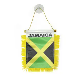 Jamaica MINI BANNER FLAG GREAT FOR CAR & HOME WINDOW MIRROR HANGING 2 SIDED
