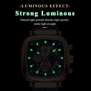 Reloj de Pulsera Deportivo de Moda POEDAGAR 849 para Hombre, Cronógrafo de Cuarzo, Resistente al Agua 3ATM, Caja Cuadrada, Correa de Silicona - Product Image 5