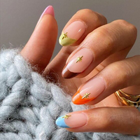 Impress Nails, boîte d'emballage pour faux ongles élégants bleu foncé, couleur unie, faux ongles à porter tous les jours, ongles en acrylique à coller