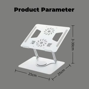 Support métallique pliable portable avec deux grands ventilateurs, support en acier réglable en hauteur, rotation à 360 degrés pour ordinateurs portables de 10 à 15,6 pouces - Product Image 6