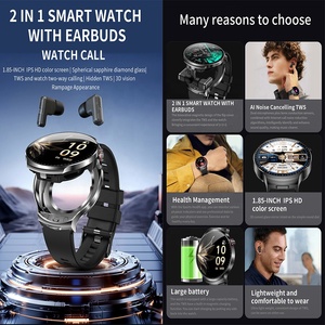 Reloj Inteligente T100 IP67 Resistente al Agua <span class=keywords><strong>2</strong></span> en 1 con Auriculares TWS, Reloj Inteligente con Auriculares Inalámbricos con Reducción de Ruido, Auriculares BT para Hombre y Mujer - Product Image 2