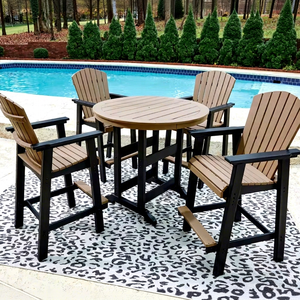 Minimalist Wood Dining <b>Table</b> Set Comfortable Garden Chairs Sturdy Modern Courtyard Living Room Outdoor Furniture Park Hotel - Product Image 1