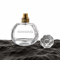 Flacon de parfum en verre cristal rond à facettes, 50 ml, vide, avec col décoré de strass, atomiseur de parfum, logo personnalisé - Vente chaude