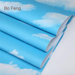 Design moderno PVC carta da parati autoadesiva cielo blu nuvole bianche geometrico soffitto adesivo da parete <span class=keywords><strong>per</strong></span> la scuola materna camera dei bambini - Product Image 1