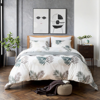 Style moderne doux et confortable 3D HD numérique imprimé géométrique Polyester feuille housse de couette ensemble mode literie King Size lit