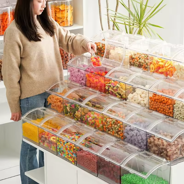 China Wholesale Acrylic Transparent Candy Box Supermarket Display Box Acrylic Food Display Box for Supermarket Retail Store