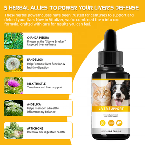 犬用健康補助ドロップペット用天然肝臓サポート液猫ブロッコリーキノコ - Product Image 2