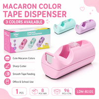 Distributeur de ruban adhésif couleur macaron IDM LDM-80101 avec coupe-précis et base stable pour bureau, école, maison, cadeau, vente en gros, OEM