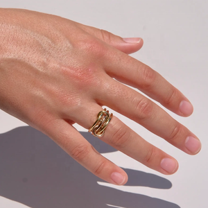 Ensemble de bagues LOZRUNVE en argent sterling 925, plaqué or vermeil minimaliste, 0,1 micron, trio de bagues reliées - Product Image 2