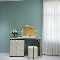 Table de toilette de luxe en MDF avec miroir de maquillage, tiroirs et tabouret simple, couleur personnalisable directement de l'usine