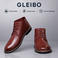 Sepatu Boots Kulit Pria Klasik OEM ODM, Model Chukka, Tali, Ujung Bulat, Formal Bisnis, Sepatu Ankle Boots untuk Kerja Sehari-hari, Kantor, Kasual, dan Acara Resmi