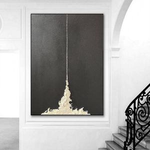 Peinture abstraite contemporaine sur toile encadrée, texture neutre, pour salon, hôtel et décoration murale commerciale - Product Image 2