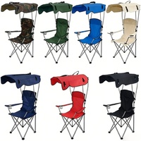 Chaise de camping pliable avec auvent, chaise portable avec auvent pour la pêche, la plage et les activités de plein air, tissu Oxford 600D