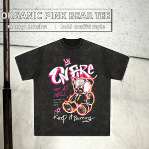 Suéter de punto personalizado, 100% algodón orgánico, color rosa sólido, con efecto lavado ácido, moderno, de secado rápido, ligero, holgado, ecológico, transpirable, 260 gramos - Product Image 2