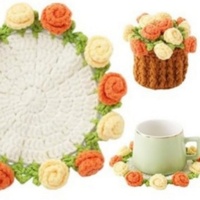 Sous-verres en crochet faits main en forme de rose, dessous de verre tricotés, accessoires de cuisine pour la Saint-Valentin, sous-verres décoratifs au crochet exquis