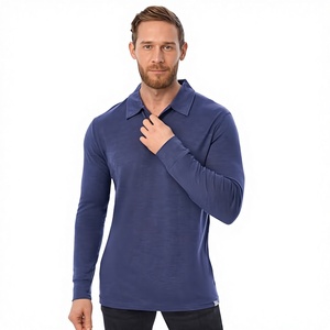 Camiseta Casual de Manga Larga para Hombre, 100% Lana Merino, Tejido Antiolor, Transpirable, 180g, con Logotipo Frontal (Gris Azulado, Talla Grande) - Product Image 3