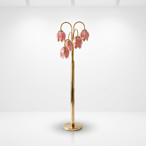 Luxury Gold Lotus Floor <b>Lamp</b> 5 Pink Flower Lampshade Vintage Floral Standing <b>Lamp</b> for Villa Wedding Hotel Interior Decoration - Product Image 1
