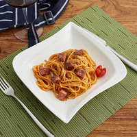 Assiette carrée en porcelaine, série Corner, compatible micro-ondes, design nordique minimaliste, assiette à soupe, assiette à pâtes pour hôtel
