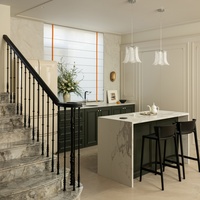 Plan d'étage d'un appartement français moderne, 4 chambres, salon, salle à manger, cuisine, bureau, rendu 3D