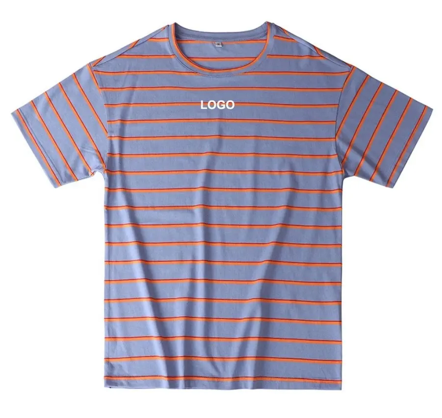 2023 New Summer Multi Color Custom T-Shirts Striped Oversize Breathable Sweat Absorption Cotton Short Sleeve T-Shirt