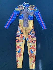ชุดคอสเพลย์จักรพรรดิพิมพ์ลายมังกรสไตล์จีน,จั๊มสูทสำหรับผู้ชายชุดแสดงบนเวทีชุดสำหรับการแสดง