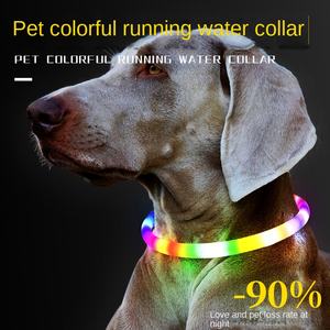 Cinta de silicona LED Collar para mascotas Perro Colorido Luminoso Perro Caminar Luz Anillo brillante Flash USB Recargable Ecológico - Product Image 3