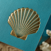 Suite de papeterie personnalisée pour mariage à la plage : Invitation, Menu, Carte de remerciement turquoise avec dorure à chaud pour papeterie de destination côtière