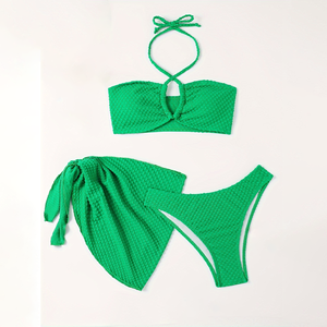 Maillot de bain 3 pièces Triangle Bikinis pour <span class=keywords><strong>femme</strong></span> avec soutien-gorge bandeau imprimé Crochet <span class=keywords><strong>Bikini</strong></span> Cover up <span class=keywords><strong>Original</strong></span> et nouvelle jupe - Product Image 3