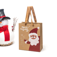 Impression personnalisée recyclée en gros nouveau sac fourre-tout cadeau créatif emballage de cadeau joyeux noël sac en papier kraft brun