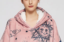 Selimut <span class=keywords><strong>Hoodie</strong></span> Sherpa Luar Ruangan Ukuran Besar Grosir untuk Dewasa Wanita - Product Image 4
