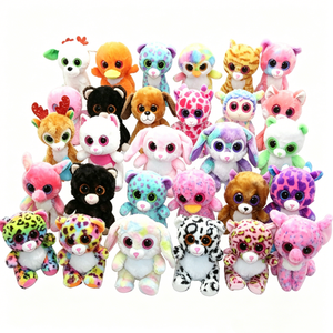 stock Rainbow multi color plush collection Cute kid gift stuffed animal set Fluffy colorful <b>big</b> eye plush - Product Image 3