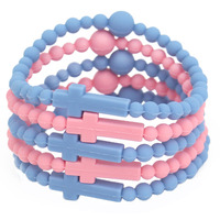 Bracelet de perles de silicone croisées, bracelets religieux en caoutchouc, cadeaux de bébé catholique chrétien pour hommes enfants femmes