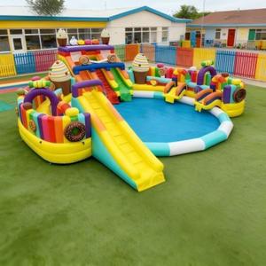 Splendide parc aquatique gonflable d'extérieur, toboggan aquatique gonflable géant commercial pour enfants, équipement de divertissement aquatique - Product Image 1