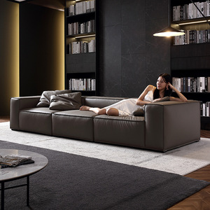 Nordic Luxury Modern Brown Genuine Leather <b>Corner</b> Lounge Sectional <b>Sofa</b> Set with Removable <b>Cover</b> and Modular Design - Product Image 6