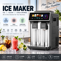 Machine Commerciale 3-en-1 pour Fabrication de Glace, Granita et Distributeur d'Eau Froide 15KG/24H 110V/220V Automatique