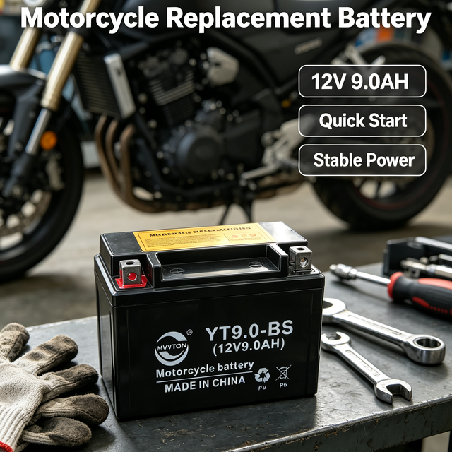 MVVTON YT9-BS Motorcycle Battery 12V 9Ah Lead Acid New Best Performance Agm Battery
