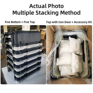 Baiyou Designs Cinza Médio Rolling Dog Crate com Plástico Canil e Bandeja Viagem Dog Crate com Fio Porta Palete Tipo - Product Image 4