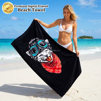 OEM Full Color Printed Beach Towel 100% Cotton Digital Print 400GSM Oversized Luxury Designer Beach Towel Custom Logo Packaging