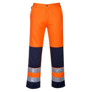 PORTWEST - TX71ONRM Seville <b>hi</b>-<b>vis</b> <b>orange</b>/blue navy trousers - EAN 5036108260362 <b>HI</b>-<b>VIS</b> WORKWEAR - Product Image 1