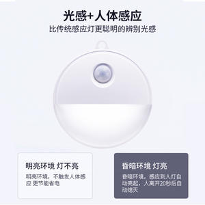 T012 Round <b>Battery</b> Powered Sensor Night <b>Light</b> White Warm <b>Light</b> For Hallway Bedside Cabinet Wall Mount - Product Image 5