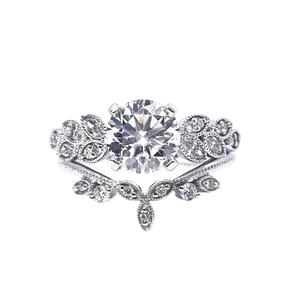 Tianyu Gems 2.5ct Corte brillante Moissanite Diamante 14K Oro blanco Milgrain Diseño Anillo de bodas Set - Product Image 1