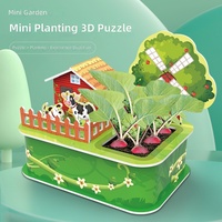 Set Berkebun Anak-Anak yang Menyenangkan, Puzzle 3D Peternakan, Kotak Observasi, Kit Eksperimen Sains Tanaman Pot Mini DIY
