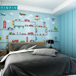 <span class=keywords><strong>Papier</strong></span> <span class=keywords><strong>peint</strong></span> mural <span class=keywords><strong>3D</strong></span> de voitures amusantes de dessin animé pour la chambre des enfants décorative - Product Image 2