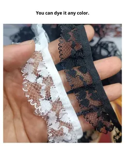 2,5 CM Hochwertige Bestseller Einseitig Gerüschte Satin-Spitze mit Knospen-Design Tüll Glänzende Knospen-Spitzenborte - Product Image 2