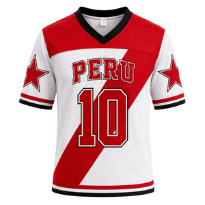 Maglia Sportiva del Perù # Maglia da Calcio Bianca con Striscia Diagonale Rossa e Stelle - Product Image 1