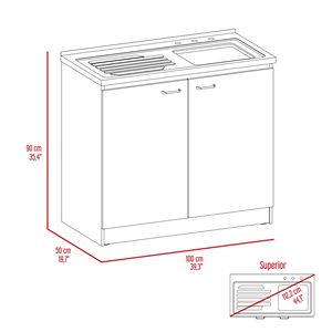 Armoire de cuisine et meuble utilitaire rectangulaire blanc à 2 portes - Product Image 6