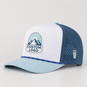 Casquette de golf personnalisée à 5 panneaux avec cordon, logo en caoutchouc PVC, respirante, perforations découpées au laser, réglable, à fermeture snapback, casquette de baseball perforée - Product Image 2